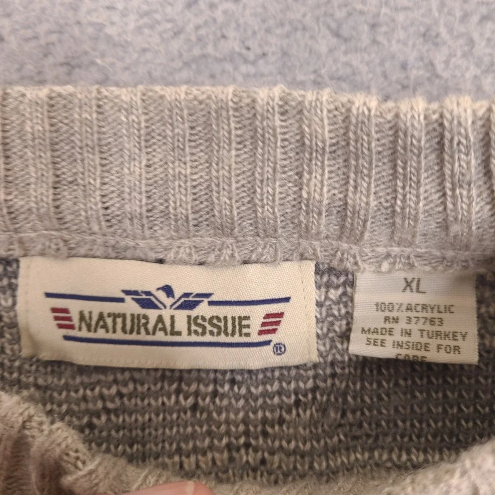 Vintage 90s‎ Natural Issue Sweater Mens XL Tan Brown Textured Cotton Knit